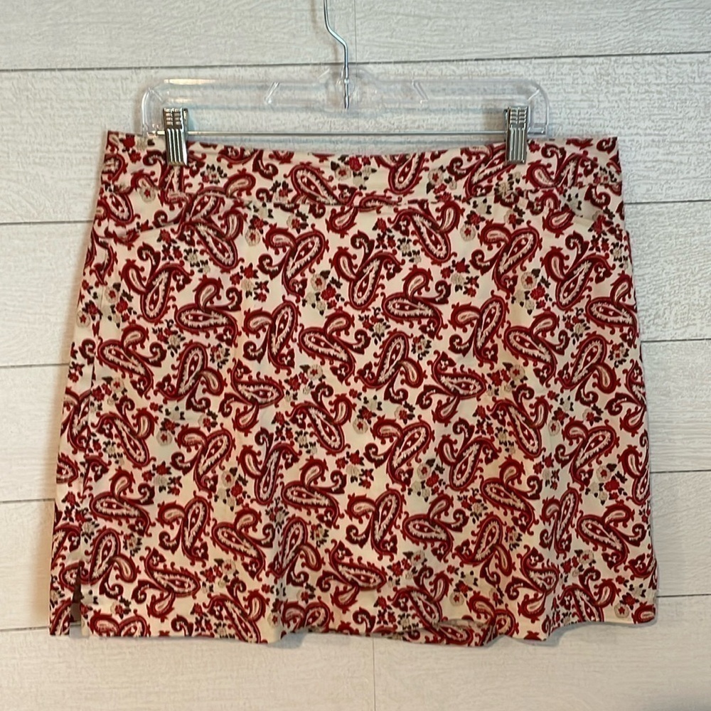 Lady Hagen Women's Cotton Red‎ Paisley Golf Skort with Inner Shorts Size 12